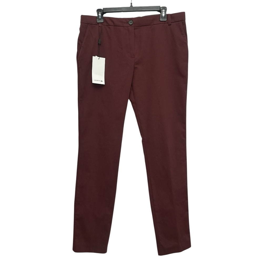 Lacoste Women’s Straight Leg Slim Fit Chinos Size 32 Maroon Wool Cotton NWT